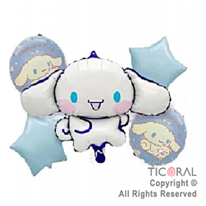 SET DE GLOBOS METALIZADO CINNAMOROLL 5 UNIDADES X 1